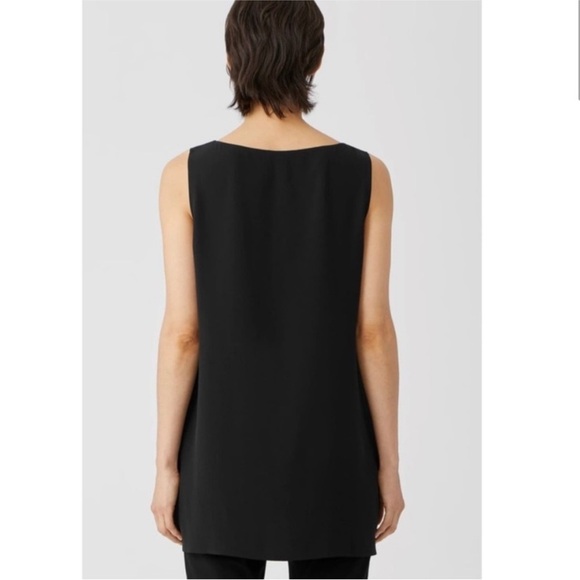 Eileen Fisher Black Silk Georgette Crepe Tunic Tank Top Size S / US 6-8 in Black - Picture 6 of 9